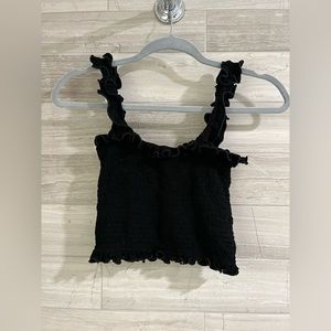 Black Ruffle Cropped Tank Top (worn once)